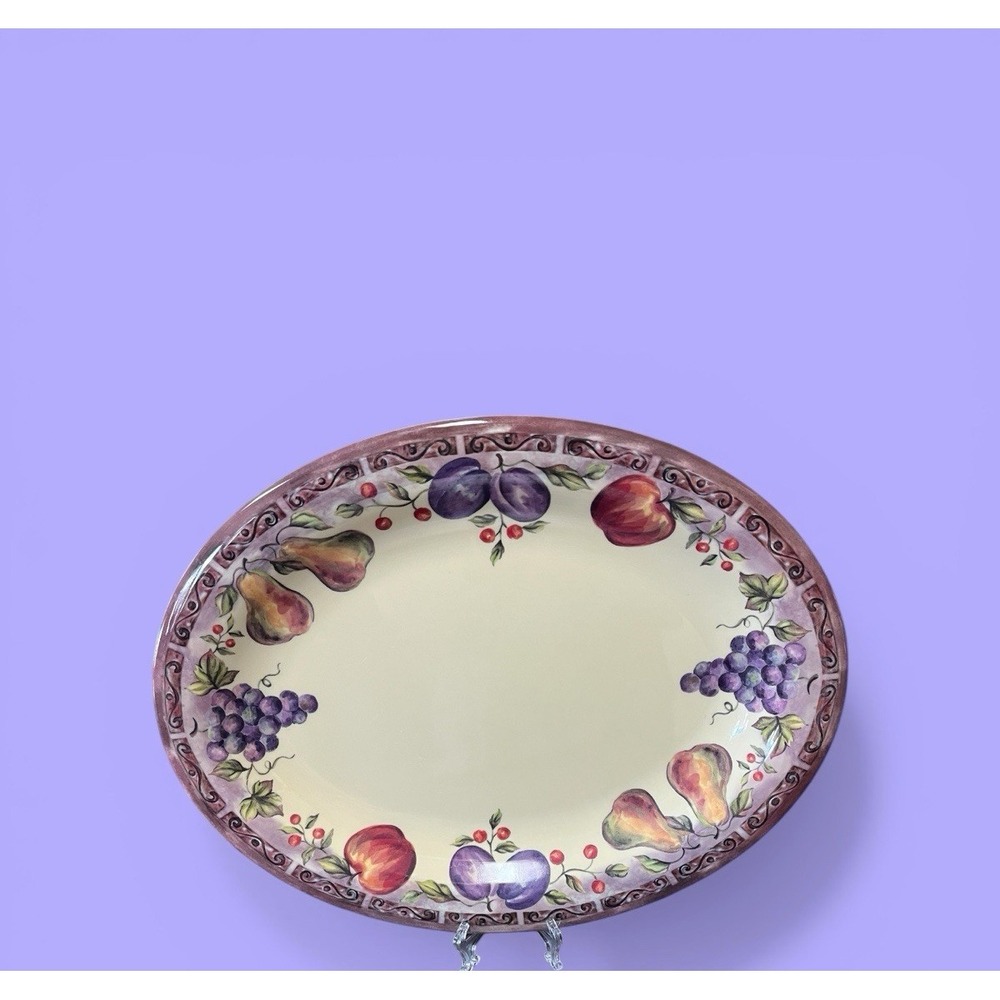 JC Penny Home Collection Fruit Multi Fruit Purple‎ Melamine Large Oval Platter
